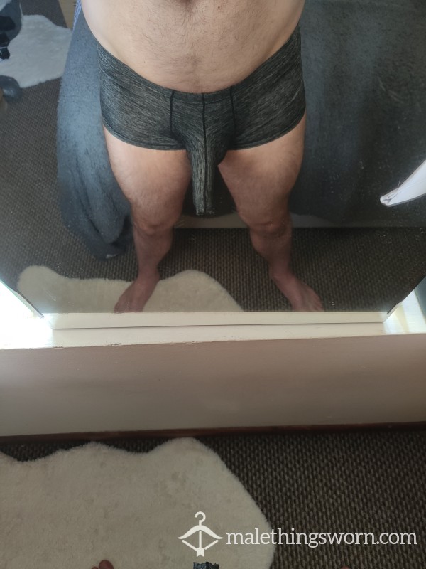 Worn Grey C*ck Sheath Boxers. With Cut P**p In The End 🍆😈🍆😈