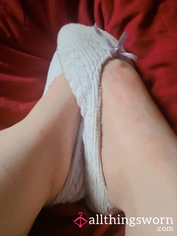 Smelly👣Dirty💦Lilac🪻Slippers+Proof Of Wear Photos 📸👠💜