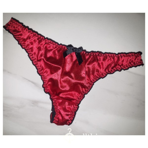 *2 DAYS WORN* Red Silk Thong $37 💗