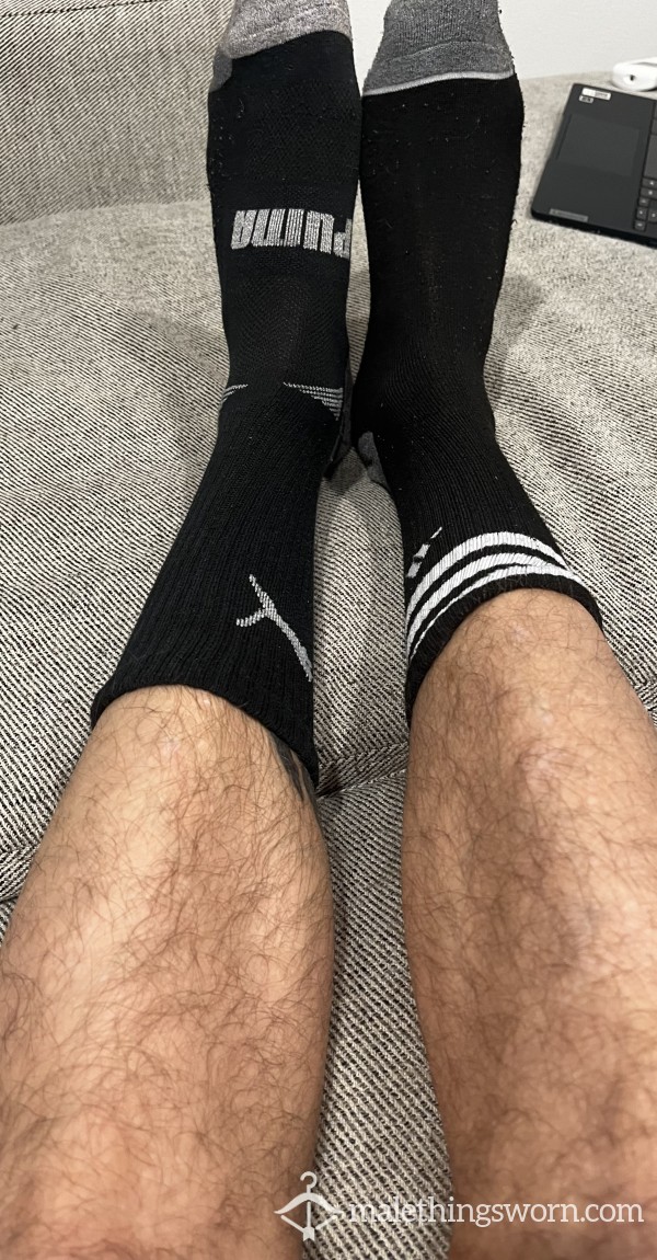 2 Non Matching Black Socks With Holes!