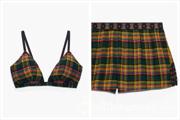 SavageXFenty: Autumn Flannel Bralette And Short [Sleep Set - 2X]