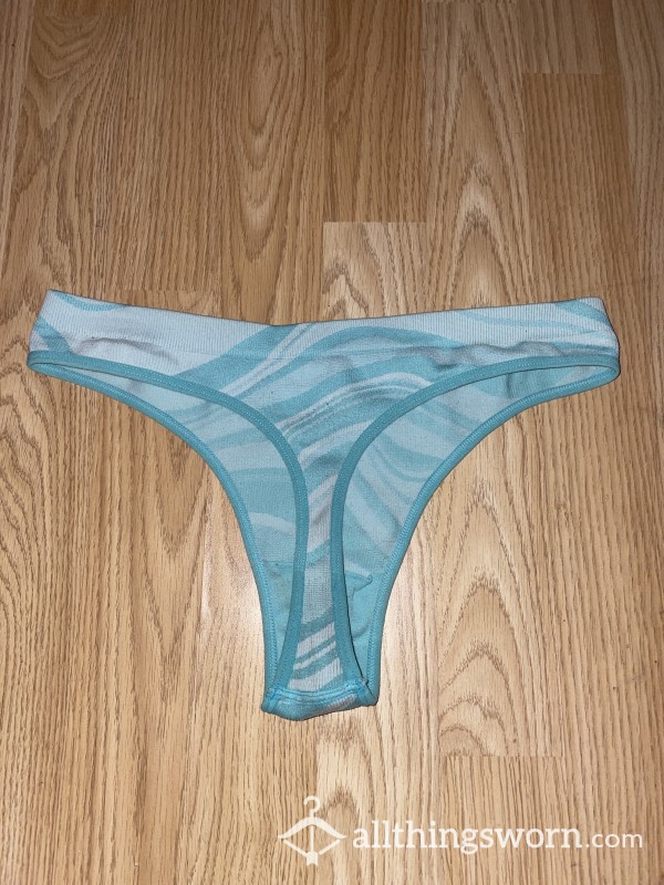 24hr Worn Patterned Blue Thong