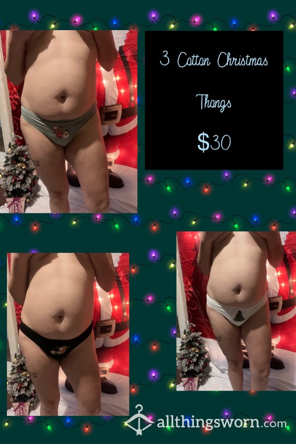 3 Cotton Christmas Thongs