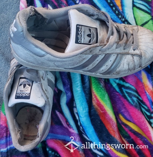 3 Year Old Shell Toe Silver Striped Adidas