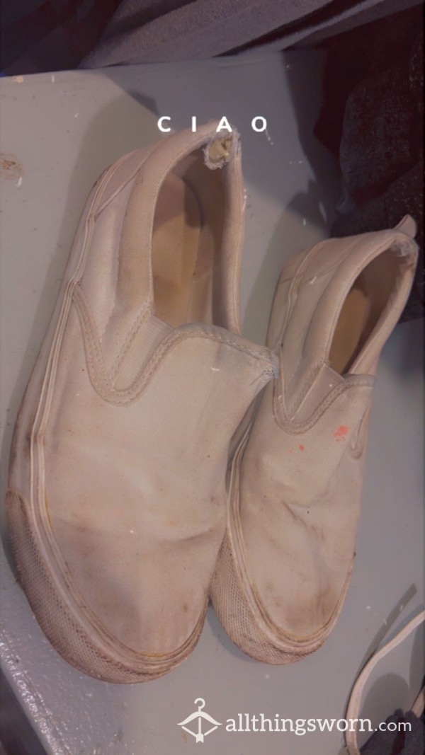 3 Year Old White Vans Very Worn