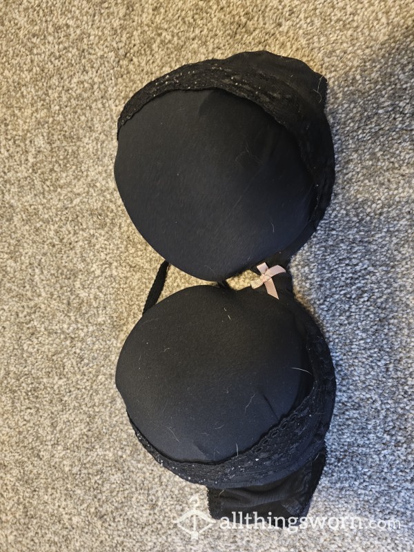 36D Black Well Worn Bra