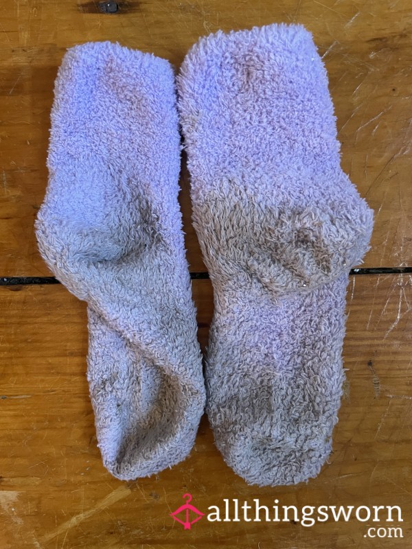 4 Days Worn Purple Fuzzy Socks