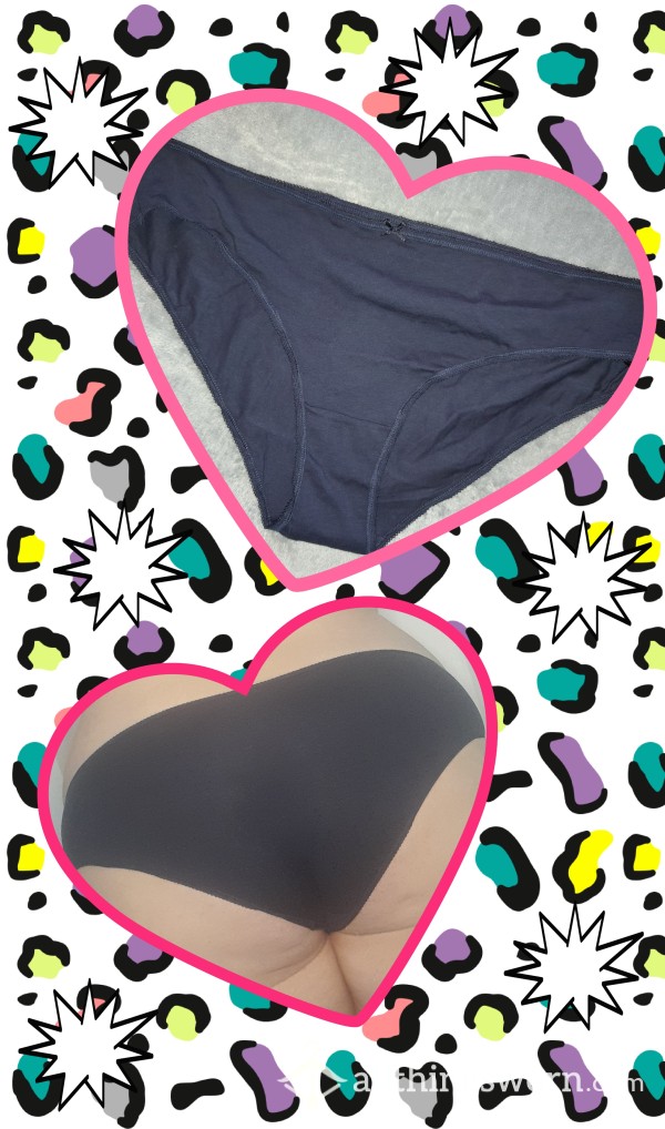 48 Hour Navy Blue Cotton Full Back Panties... Inhale Me