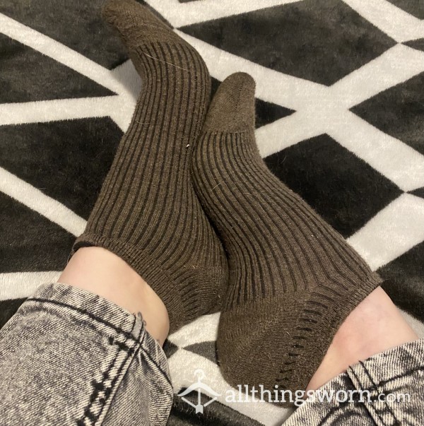 2 Weeks Worn Brown Ankle Socks