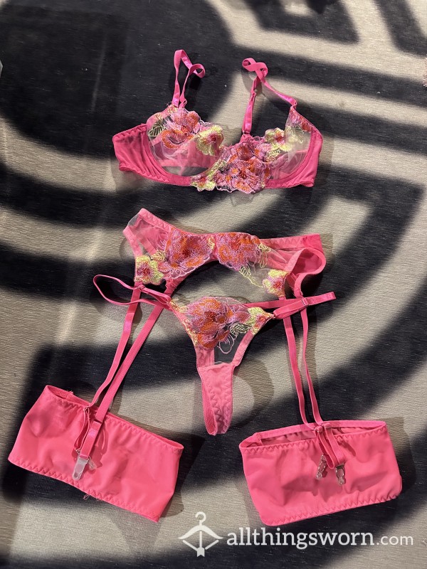 5pc Hotpink W/ Flor*l Set Small