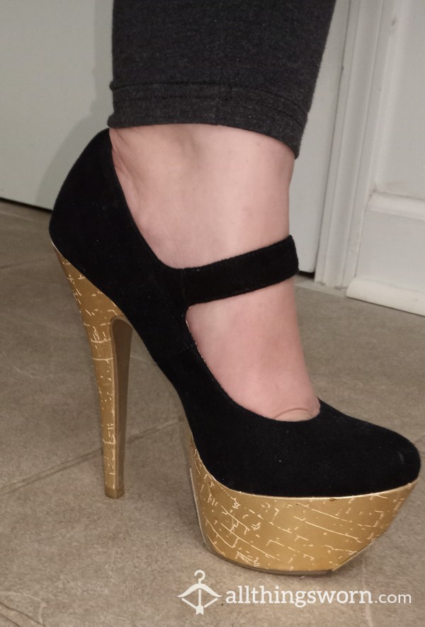 6 Inch Gold Platform Heels