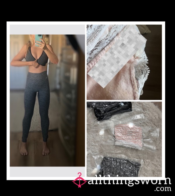 Air Sealed Used, Worn Leggings, Panties And Bra