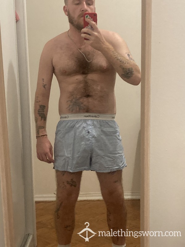 Almost New Calvin Klein Loose Boxer Shorts Light Blue - You Can Have Them However You Want: Covered In C*m, Pi*s, Sp*t, Sweat, Stink... Whatever ;)