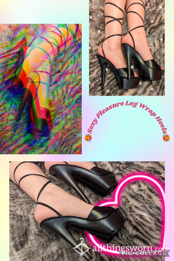 🥵💦Amazing Black Pleasure Leg Wrap Heels💦🥵💋