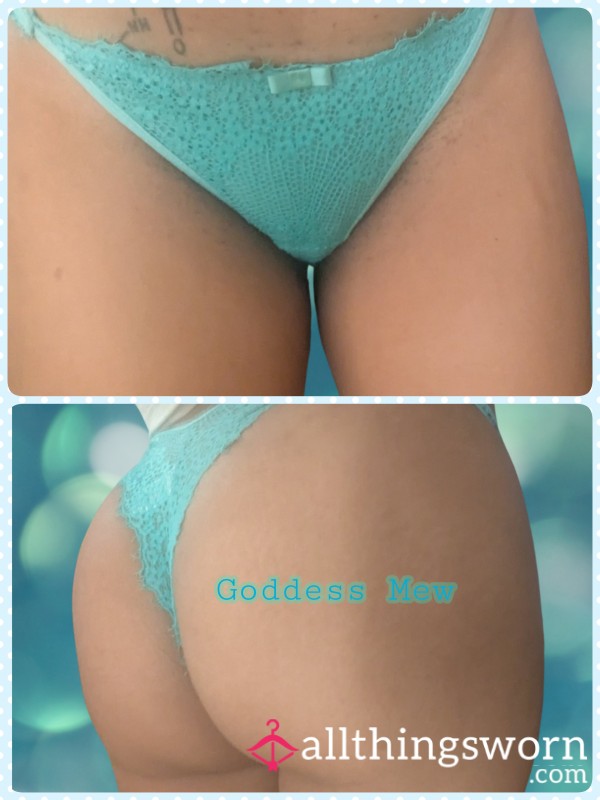 Aquamarine Lace Thong