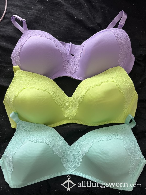 A**orted Worn Neon/pastel Bras, Wear Requests Available😈