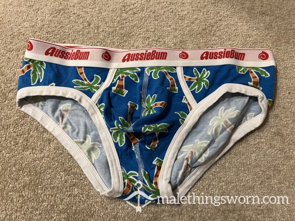 Aussieb*m Blue Palm Tree Briefs Medium