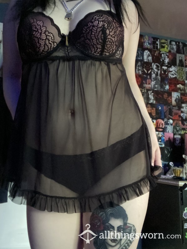 Babydoll Black Mesh Lingerie