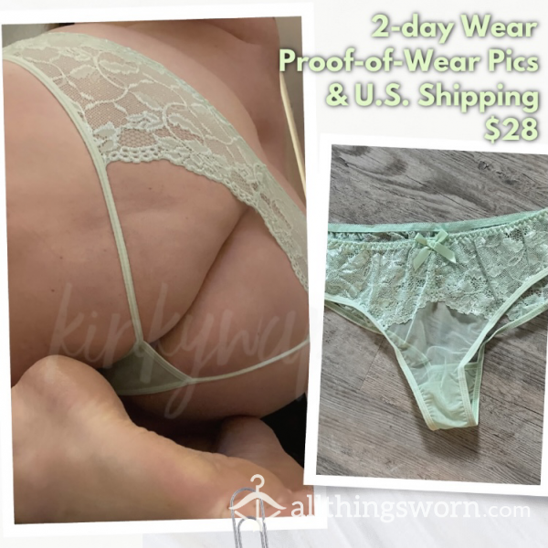 Back Cutout Pastel Green Lace Panty - Includes U.S. Shipping & 2-day Wear