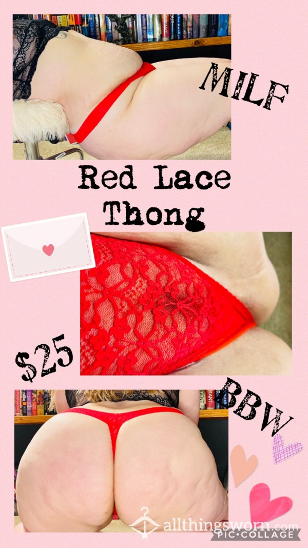 READY FOR SHIPPING 3-day Wear!! BBW MILF In 🔥s**y🔥 Red Lace Thong