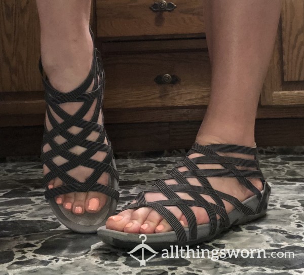 Bear Traps Gray Flat Sandals