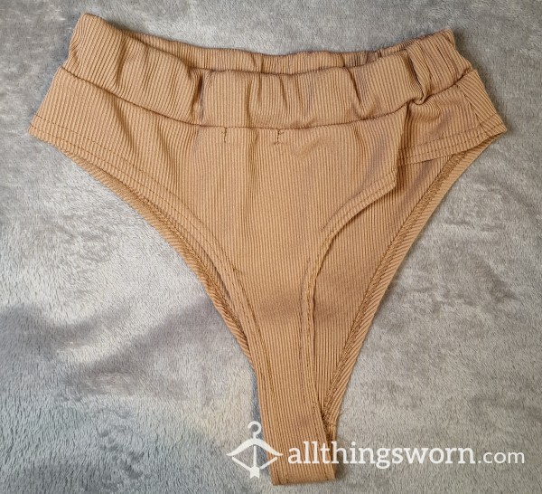 Beige High Waisted Thong