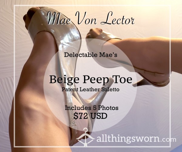 Beige Sling Back P**p Toe Stiletto