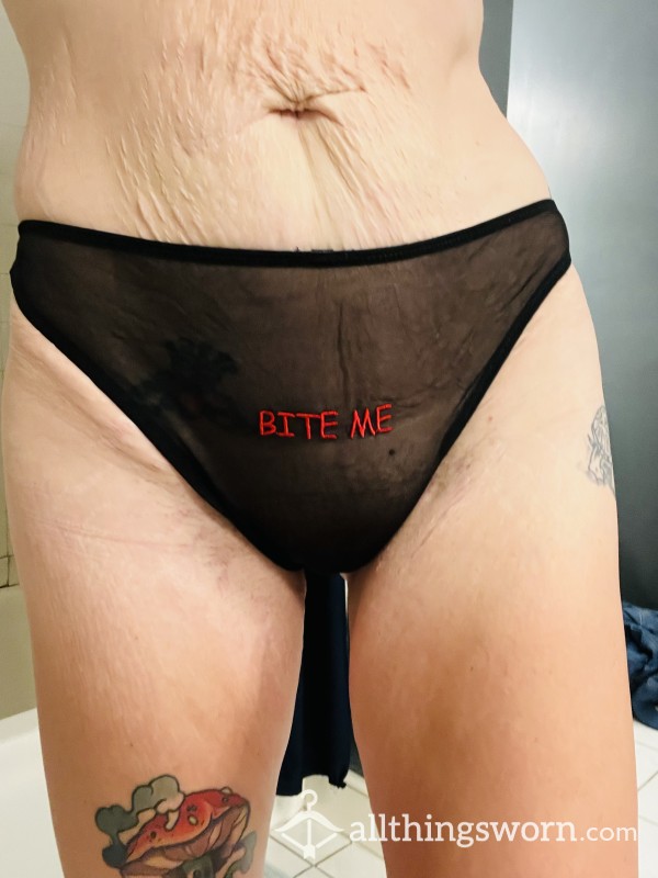 BITE ME 😏 Black Thong!