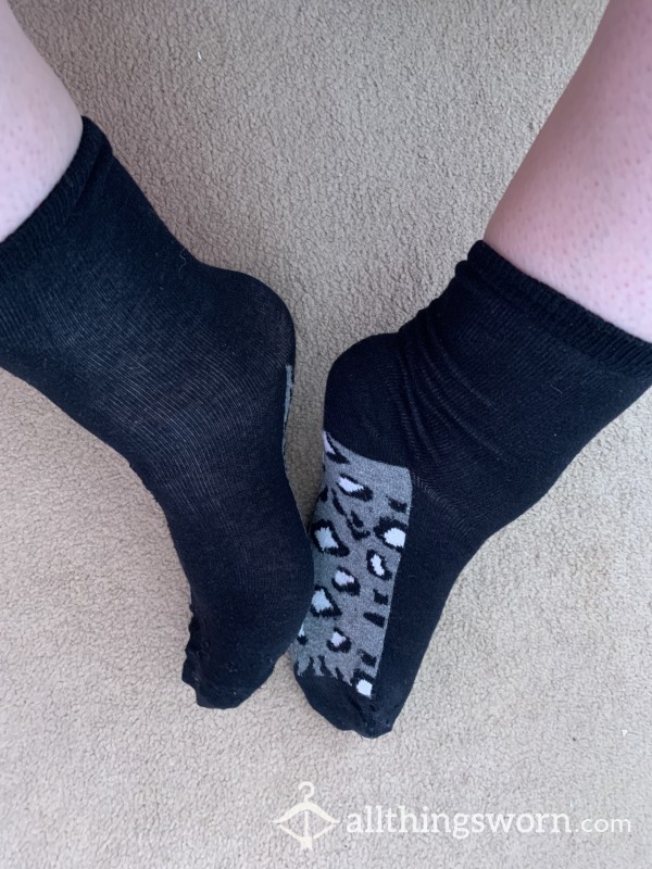 Black And Grey Print Socks