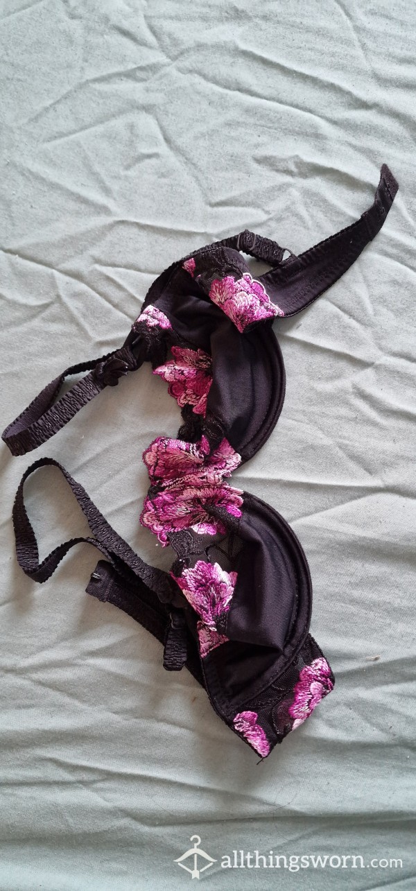 Black And Purple Lacey Bra