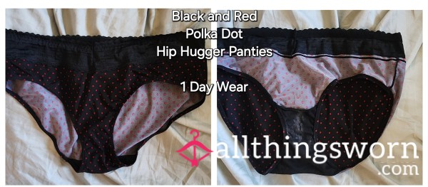 Black And Red Polka Dot Hip Hugger 1 Day Wear Panties