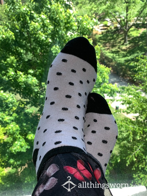 Black And White Polka-dotted Socks