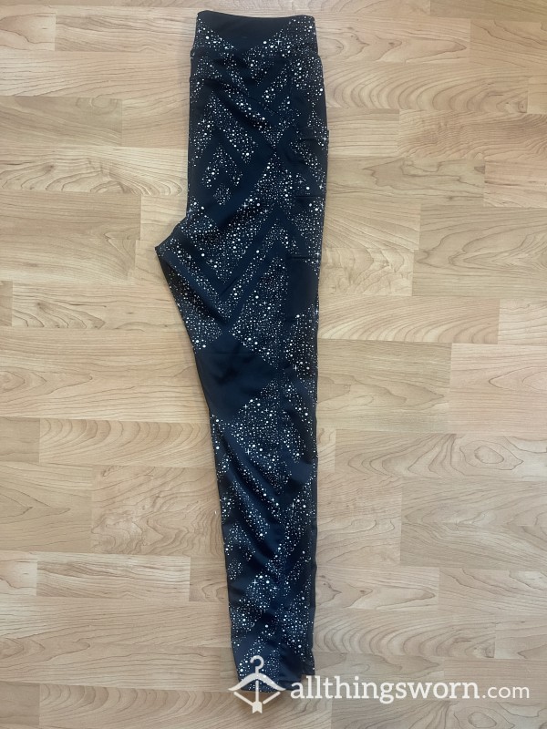 USED Black And White Polkadot Leggings