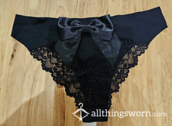 Silk Black Back Bow Panty