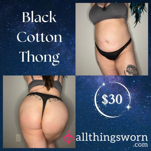 Black Cotton Thong