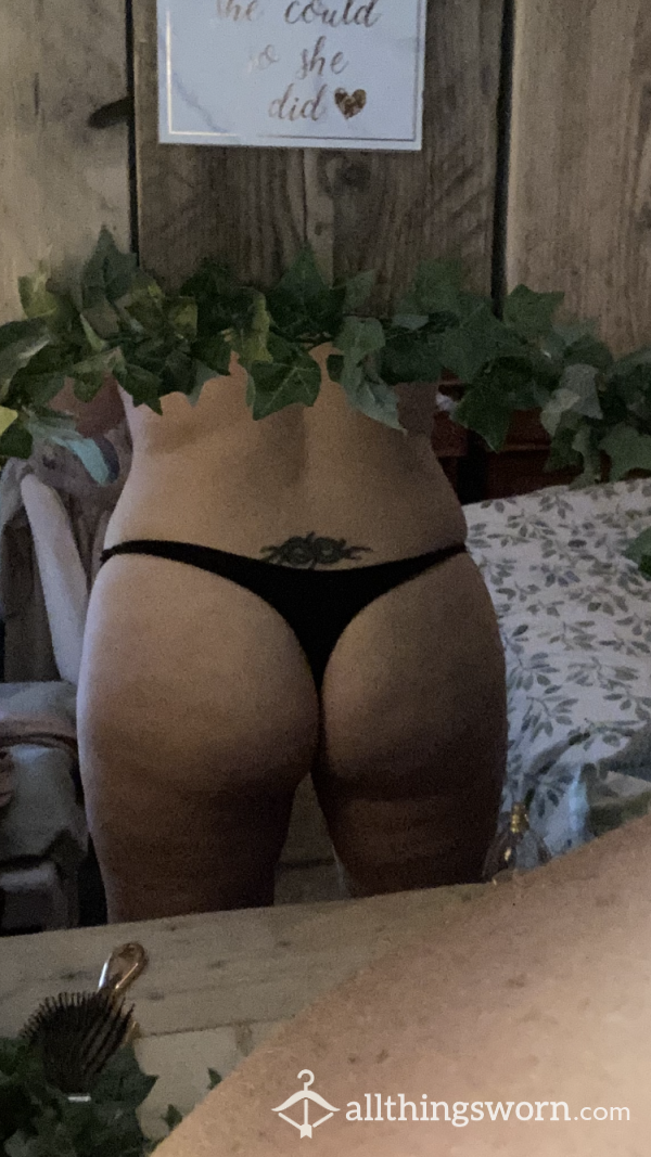 Black Cotton Thong