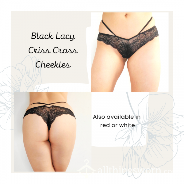 Black Criss Cross Lace Cheekies