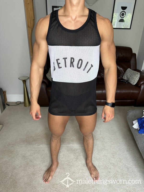 Black DETROIT Mesh Tank Top