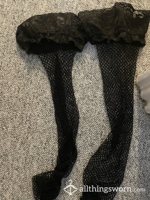 Black Fishnet Lace Stockings