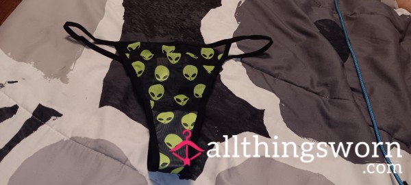 Black & Green 👽 Mesh Thong Size- L