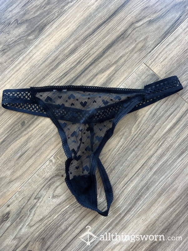 Black Heart Mesh Gstring💕🌸