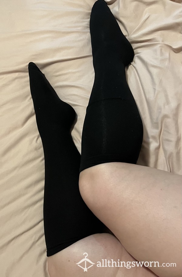 Black Knee High Socks