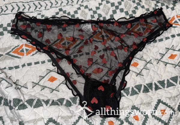 Black Lace Fullbacks W/ Red Glitter Hearts ❤️