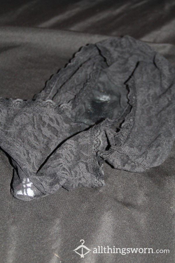 BLACK LACE PANTIES ! FRESHLY MADE CREAM PIE!!