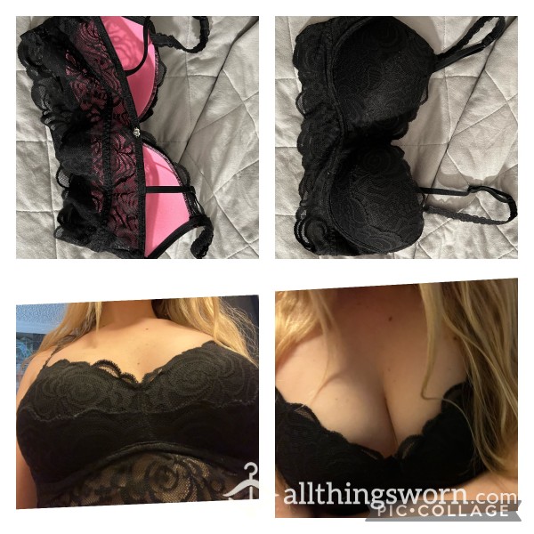 Black Lace Push Up Bra Victoria’s Secret Worn