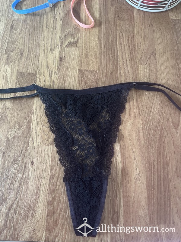 *** SOLD***Black Lace String Thong