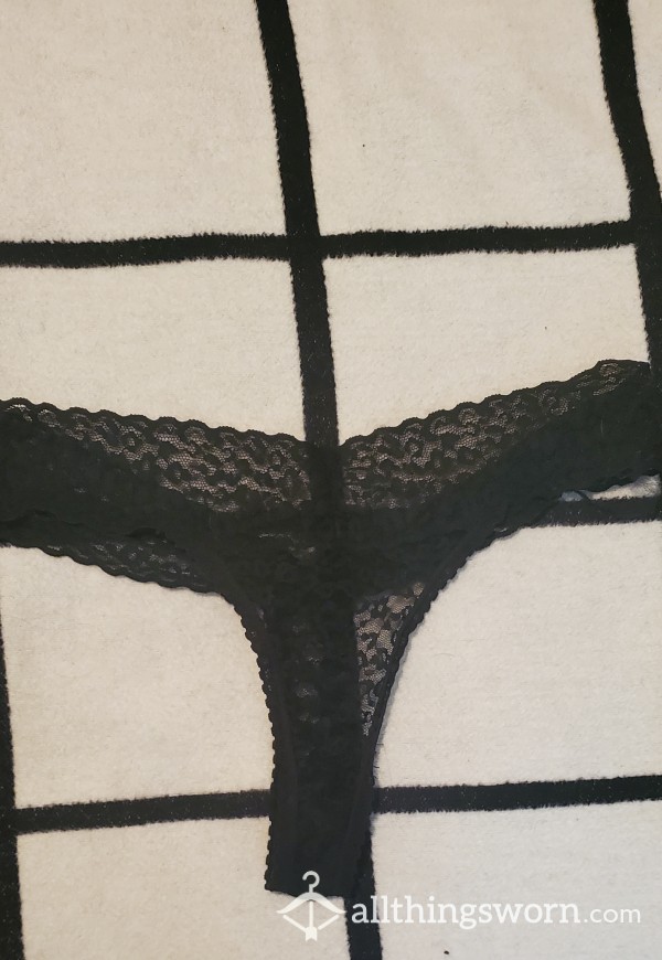 Black Lace Worn Unwashed Thong