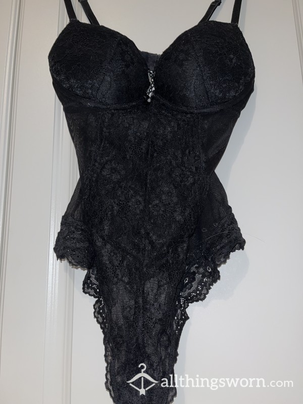 Black Lacy Corset Bodysuit - Worn