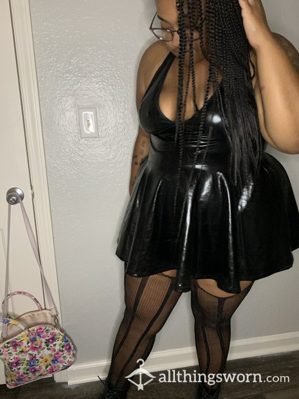 🖤Black Leather Dress