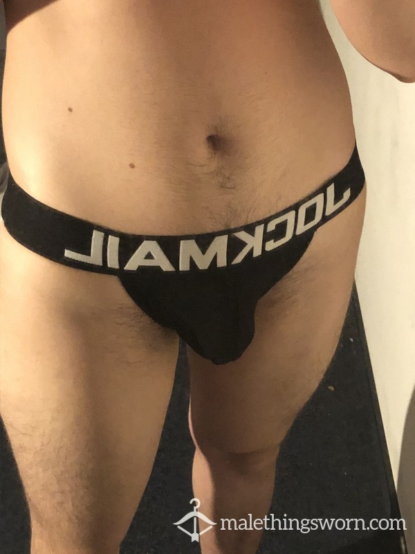 Black Men's Jockmail Jockstrap